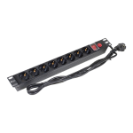 PDU 8 prize Shuko, 19'', 1U, aluminiu cu protectie - ASYTECH Networking ASY-PDU-8