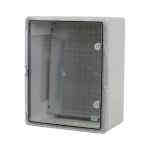 Cutie distributie IP65 din ABS gri, usa transparenta, placa metalica, 400x500x240 mm PP3017