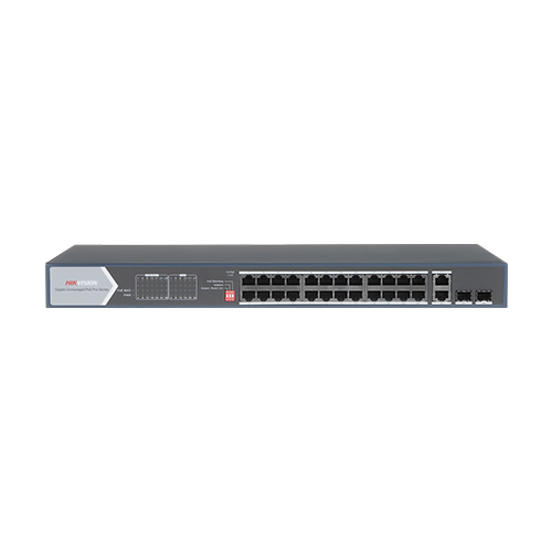 img19863large Switch 24 porturi PoE, 370W, uplink 2x SFP + 2x RJ-45 Gigabit - HIKVISION DS-3E0528HP-E - imagine 1