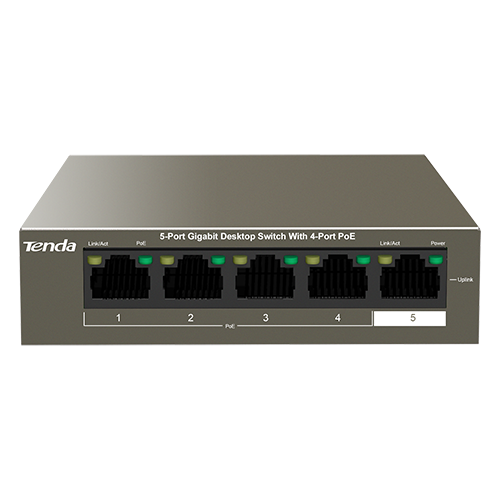 img19951large Switch 4 porturi Gigabit PoE, 1 port Uplink Gigabit - Tenda TND-TEG1105P-4-63W - imagine 1