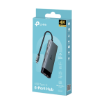 Hub USB-C 6-in-1, 1 x USB-C PD 100W, 1 x USB-C, 2 x USB-A, 1 x HDMI 4K@60Hz, 1 x RJ45 1G - TP-Link UH6120C - imagine 2