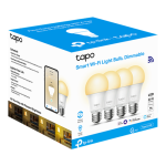 Set 4 becuri smart Wi-Fi, lumina calda 2700K ajustabila, 806 lm, E27 - TP-Link Tapo TapoL510E(4-pack) - imagine 2