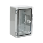 Cutie distributie IP65 din ABS gri, usa transparenta, placa metalica, 200x300x130 mm PP3011