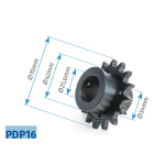 Pinion 16 dinti, pentru motoarele portilor sectionale - MOTORLINE PDP16 - imagine 2