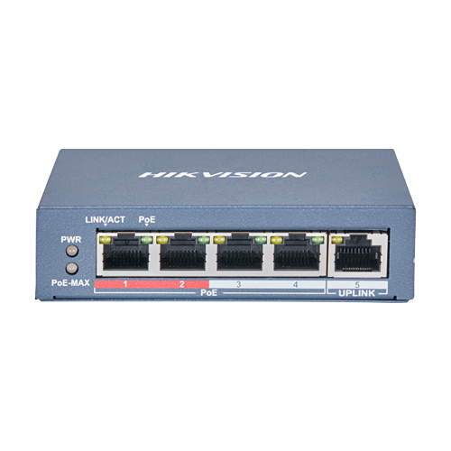 img41311large Switch 4 x RJ45 10/100 Mbps PoE, 1 x RJ45 10/100 Mbps, Unmanaged - HIKVISION DS-3E0105P-E - imagine 1